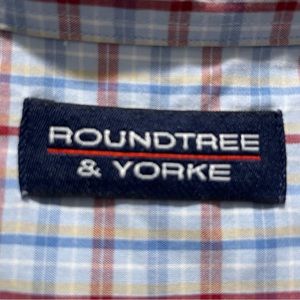 Roundtree and Yorke Mens Red white and blue Button Down Size Medium